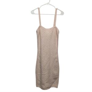 HOUSE OF HARLOW 1960 (XS) Sweater Dress Textured Knit Bodycon Beige Sleeveless